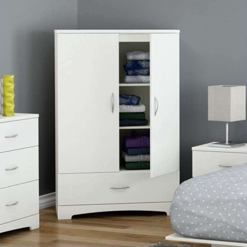 South Shore Step One Armoire in Pure White - 3160037