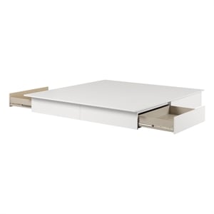 South Shore Step One King Platform Bed with Drawers in Pure White