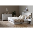South Shore Step One King Platform Bed with Drawers in Pure White