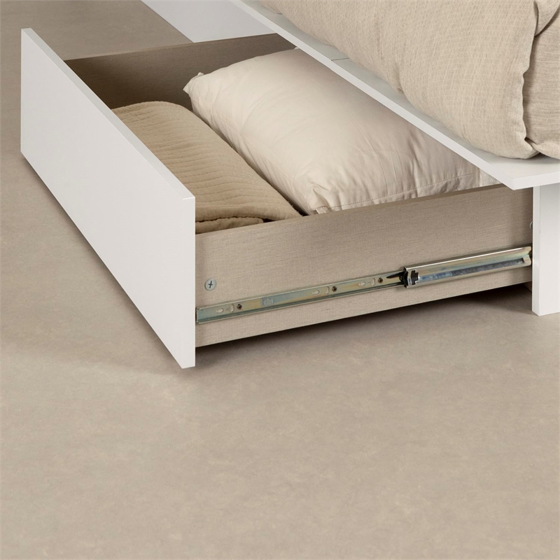 South Shore Step One King Platform Bed with Drawers in Pure White