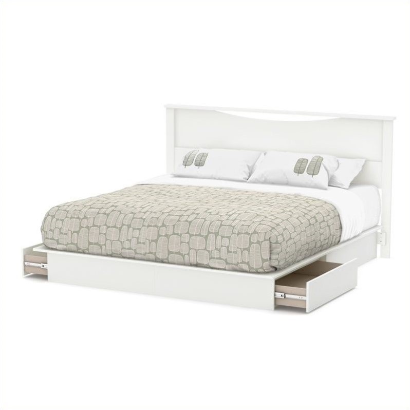 South S Step One King Platform Bed, King Platform Bed With Drawers And Headboard