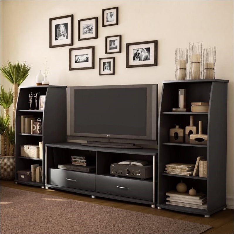 South Shore City Life 3 Piece Entertainment Center in Black - 4270662-2x4270651-PKG