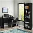 South Shore Axess 2 Piece Office Set with Narrow Bookcase in Pure Black