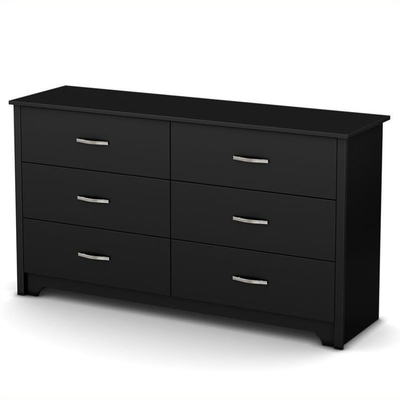 South Shore Fusion 6 Drawer Double Dresser in Pure Black