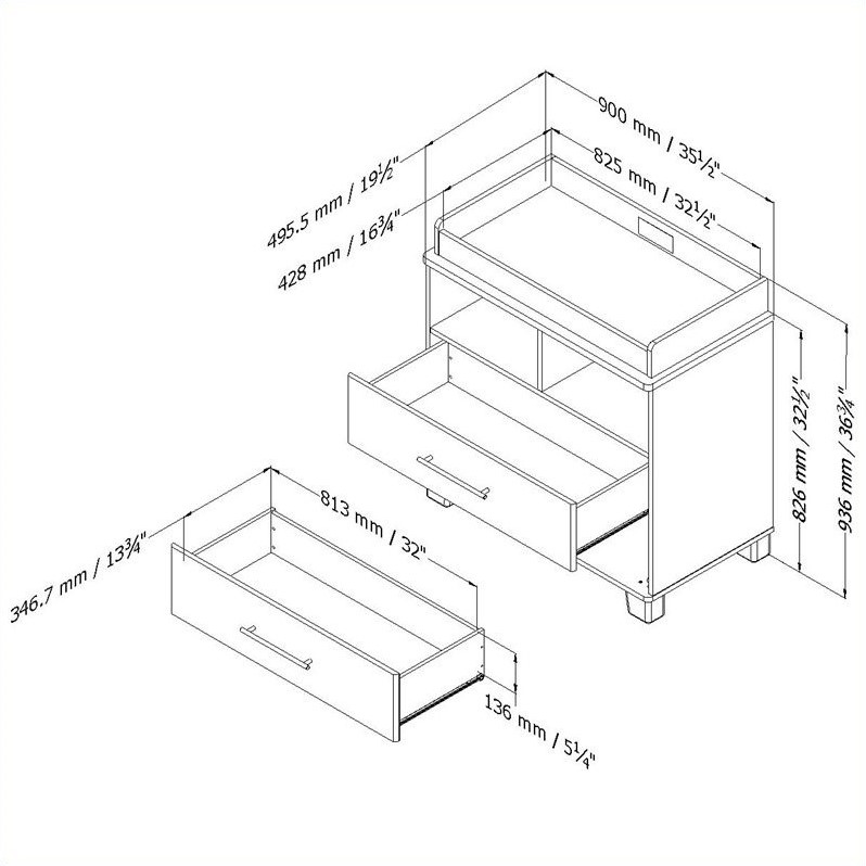 South Shore Cuddly Changing Table in Pure White 3480332