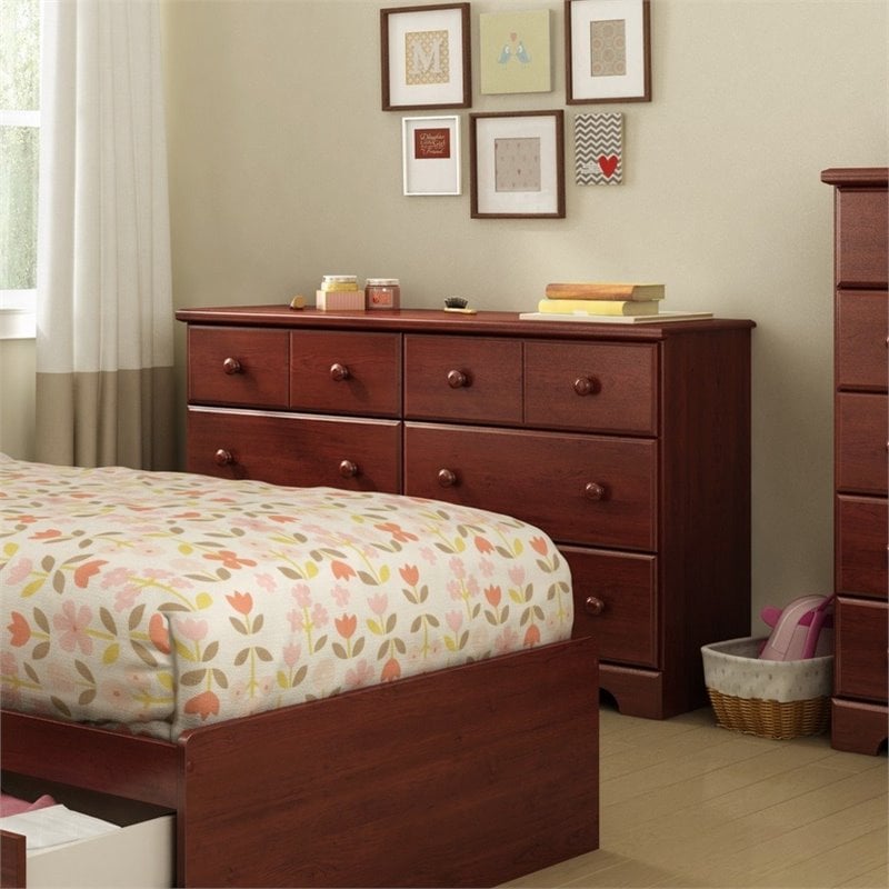 South Shore Summer Breeze 6 Double Drawer Dresser In Royal Cherry