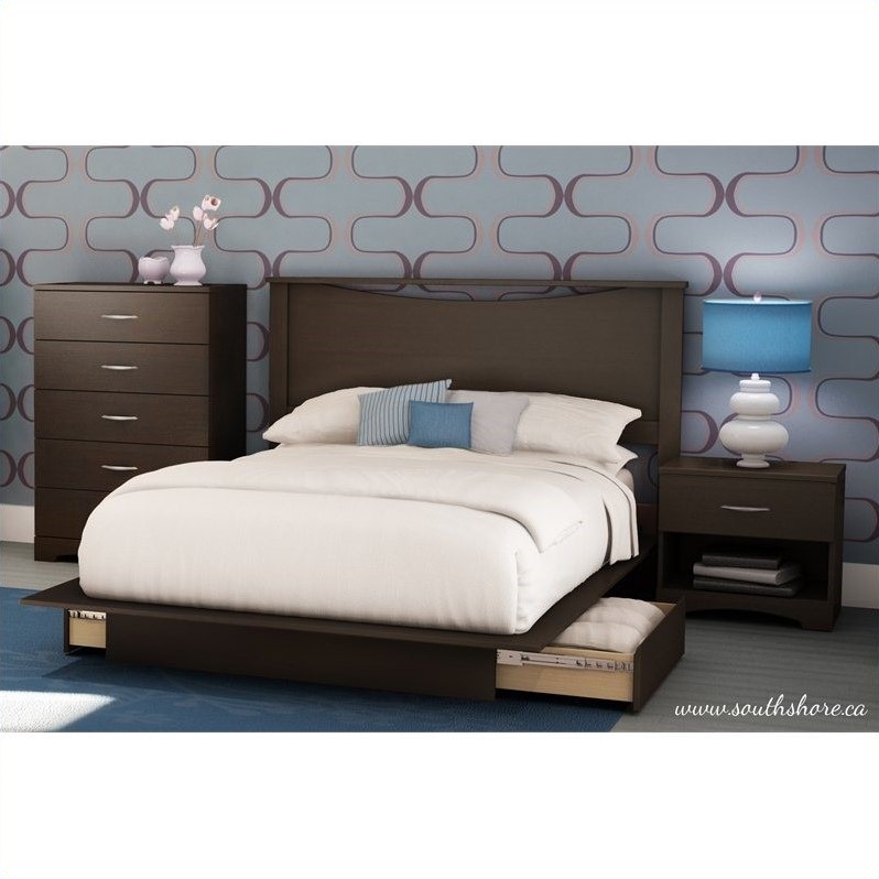 South Shore Step One Full Queen Platform Bed with 2 