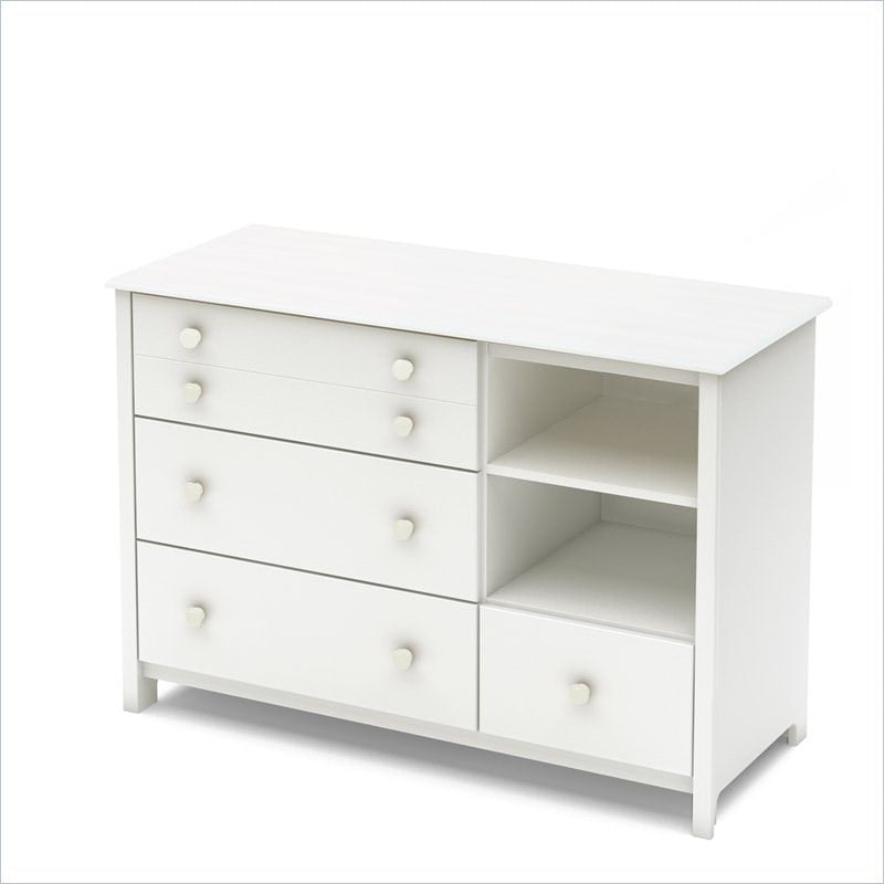 South Shore Little Smileys 4 Drawer Changing Table in Pure White BushFurnitureCollection