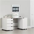 South Shore Modern Metal Crea Sewing Craft Table on Wheels in Pure White