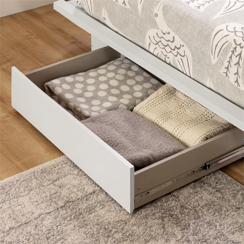 South Shore Holland Full Queen Platform Bed with Drawer in White