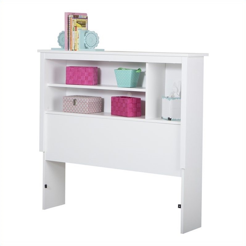 South Shore Vito Twin Bookcase Headboard in Pure White