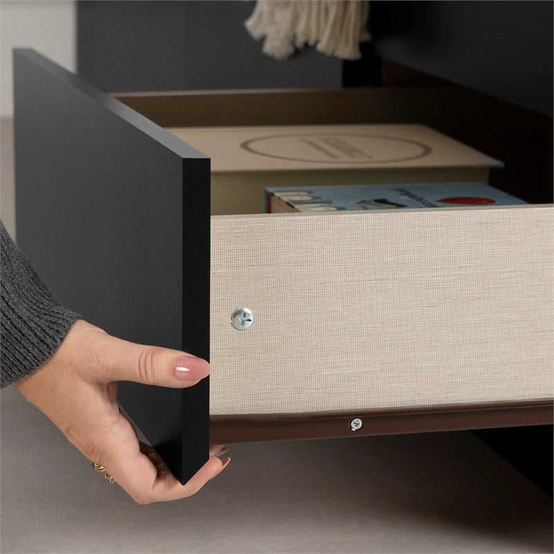 South Shore Vito Twin Mates Bed with 3 Drawers in Pure Black