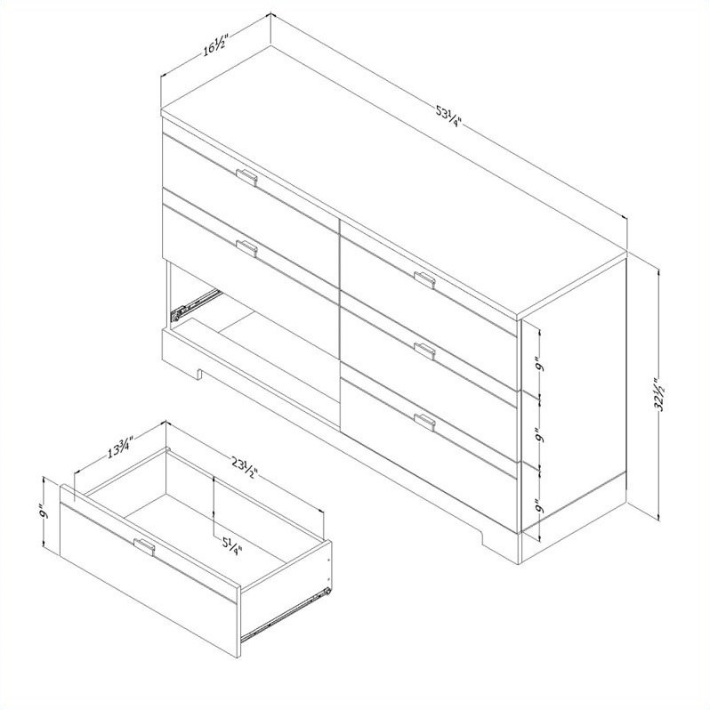 South Shore Reevo 6-Drawer Dresser in Pure White