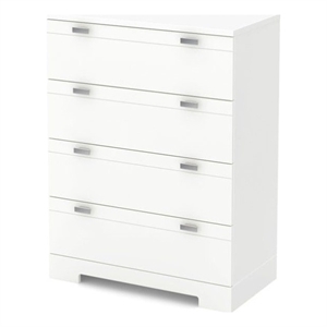 south shore reevo 4-drawer chest in pure white