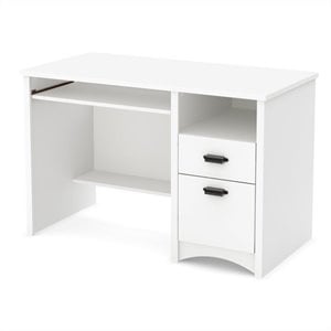 South Shore Gascony Computer Desk with Keyboard Tray in Pure White
