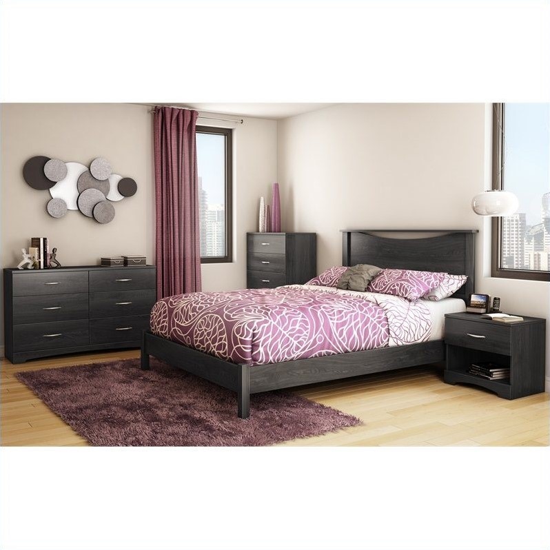 South Shore Step One 60 Inch Queen Platform Bed in Gray Oak