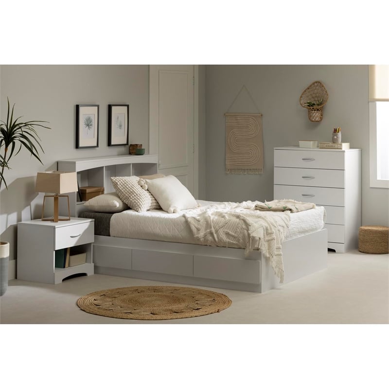 South Shore Maddox Full Bookcase Headboard in Pure White