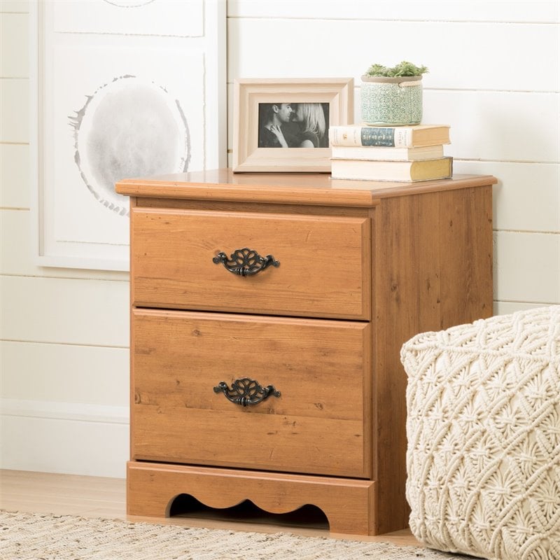 South Shore Prairie 2 Drawer Nightstand In Country Pine Finish 3232060