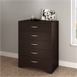 South Shore Back Bay 5 Drawer Chest in Dark Chocolate Finish