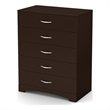 South Shore Back Bay 5 Drawer Chest in Dark Chocolate Finish