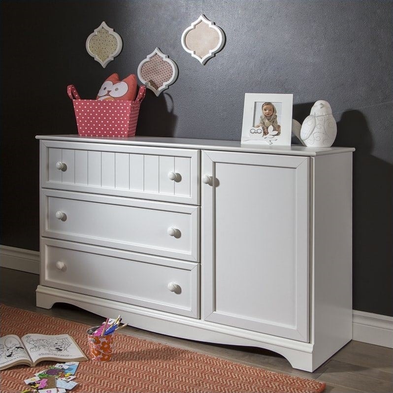 South Shore Savannah 3 Drawer Dresser With Door In Pure White