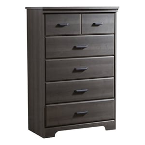 south shore versa 5-drawer contemporary wood chest in gray maple