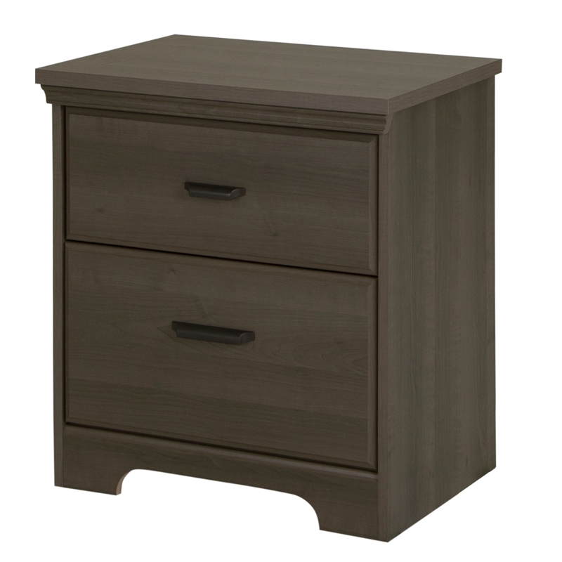 South Shore Versa 2-Drawer Contemporary Wood Nightstand in Gray Maple