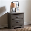 South Shore Versa 2-Drawer Contemporary Wood Nightstand in Gray Maple