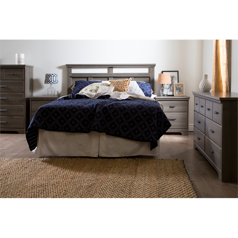 South Shore Versa 2-Drawer Contemporary Wood Nightstand in Gray Maple