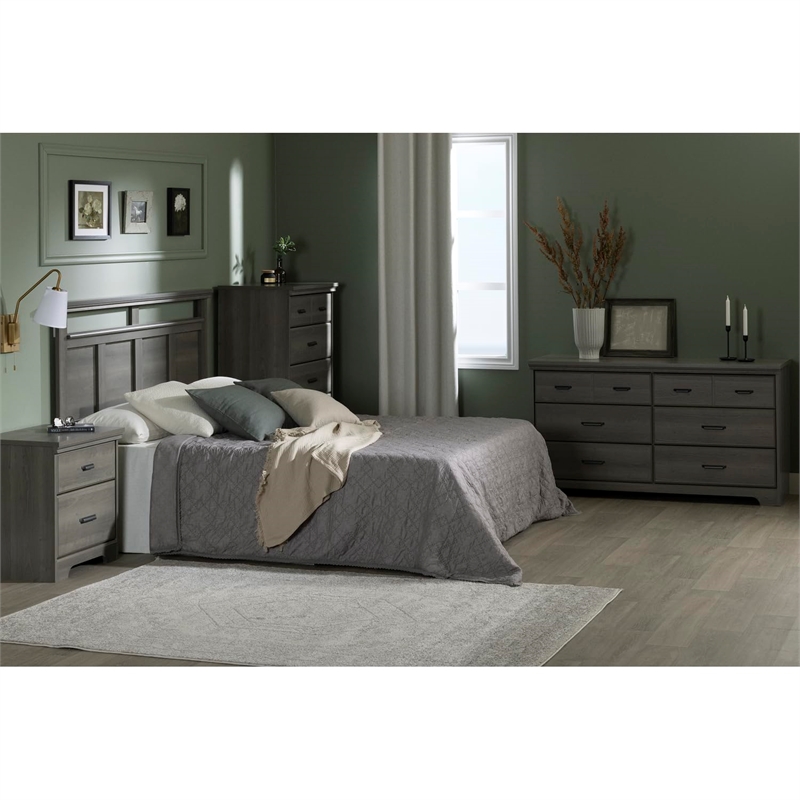 South Shore Versa 2-Drawer Contemporary Wood Nightstand in Gray Maple