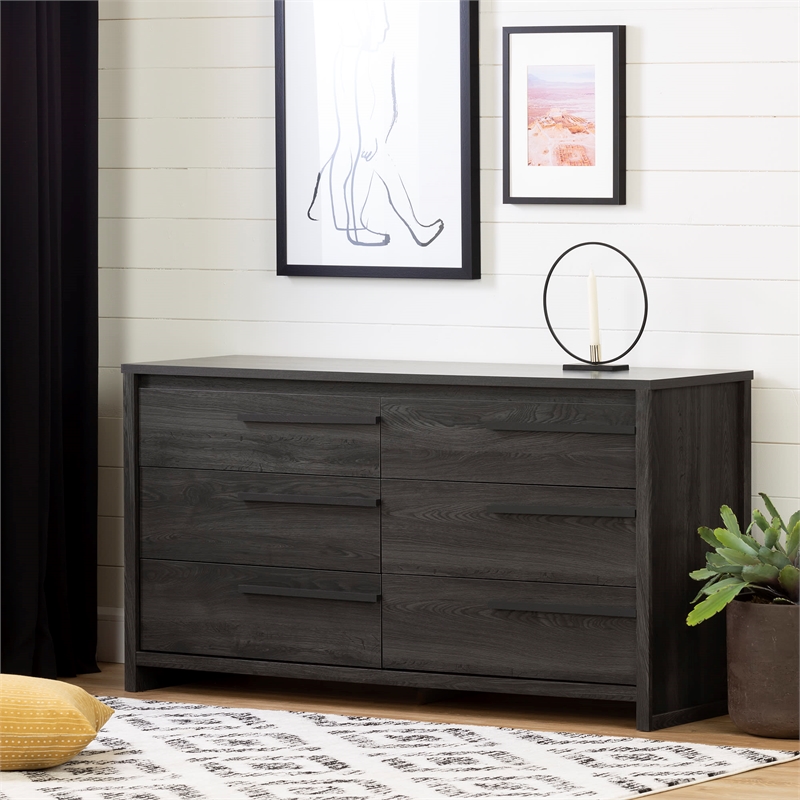 South Shore Tao 6-Drawer Dresser in Gray Oak