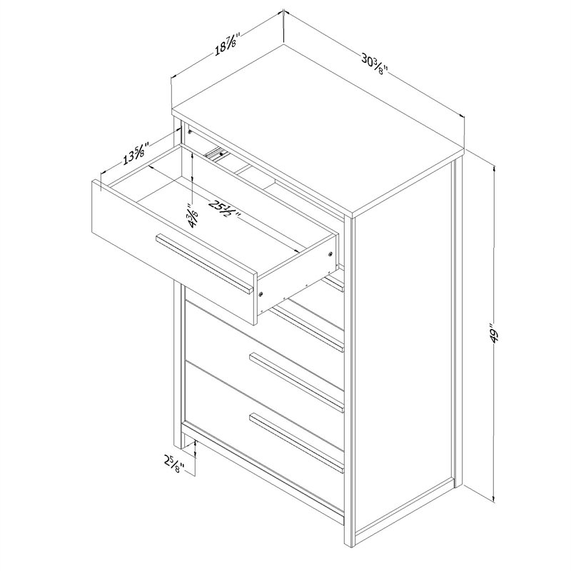 South Shore Tao 5-Drawer Chest in Gray Oak