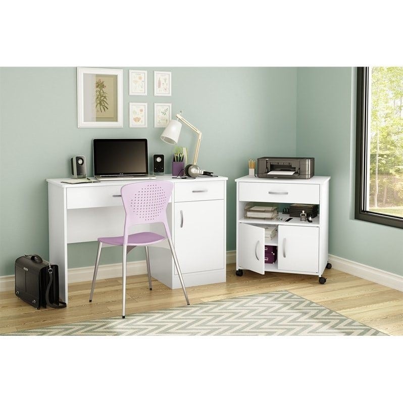 South Shore Axess Printer Cart in Pure White