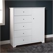 South Shore Vito Wood 5-Drawers Bedroom Chest with Adjustable Shelf Pure White
