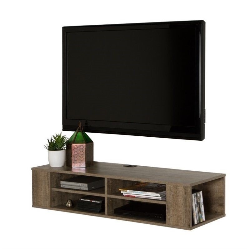 South Shore City Life 48 Wall Mounted Media Console In Weathered Oak 9062675