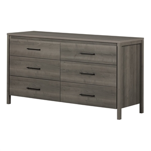 South Shore Gravity 6 Drawer Dresser in Gray Maple