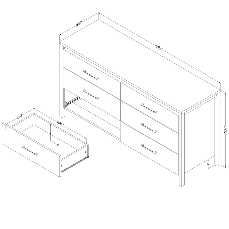 South Shore Gravity 6 Drawer Dresser in Gray Maple