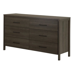 south shore gravity 6 drawer dresser in gray maple
