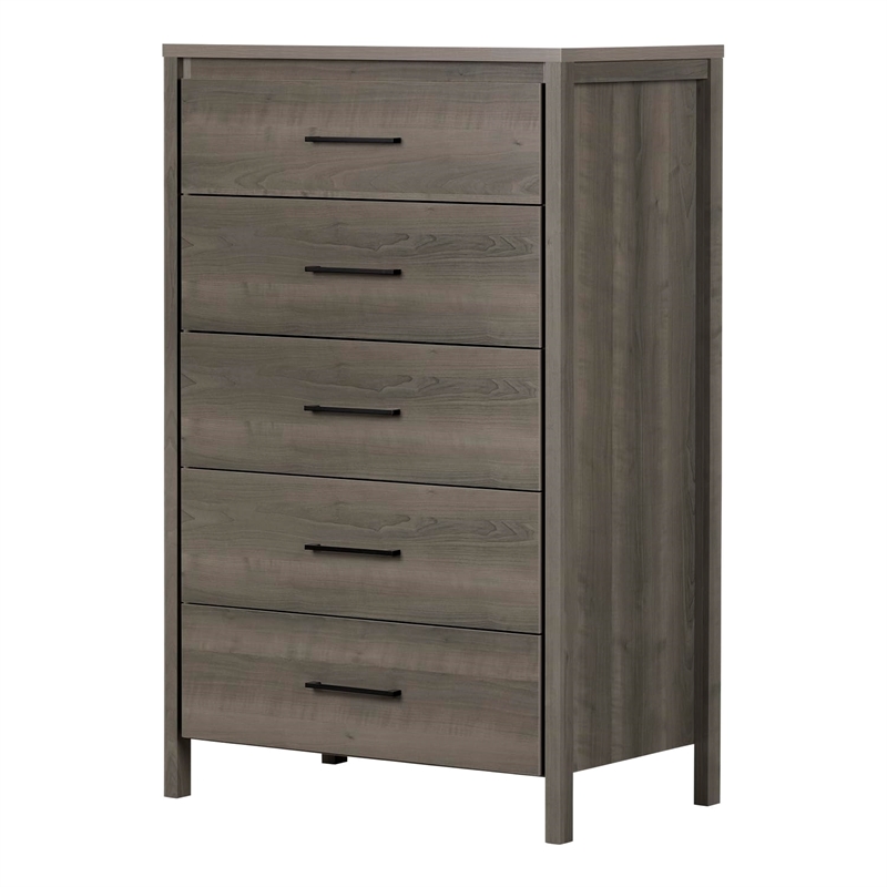South Shore Gravity 5 Drawer Chest in Gray Maple