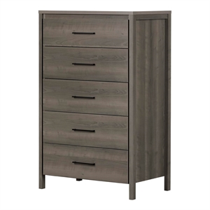 South Shore Gravity 5 Drawer Chest in Gray Maple