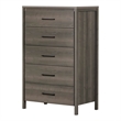 South Shore Gravity 5 Drawer Chest in Gray Maple