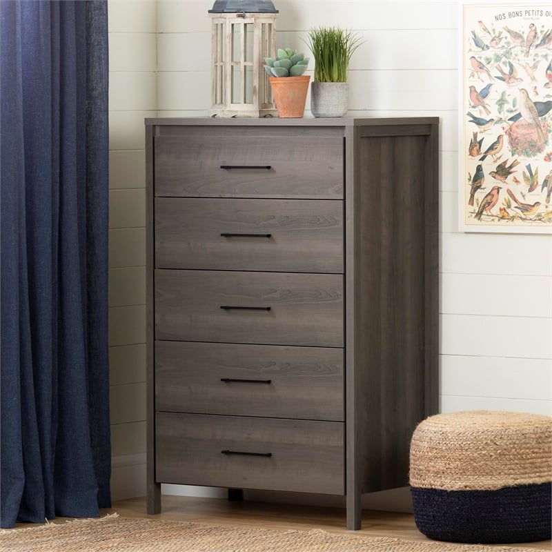South Shore Gravity 5 Drawer Chest in Gray Maple