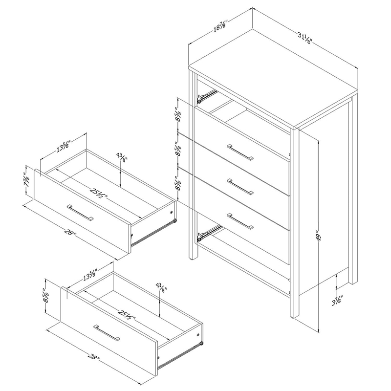 South Shore Gravity 5 Drawer Chest in Gray Maple