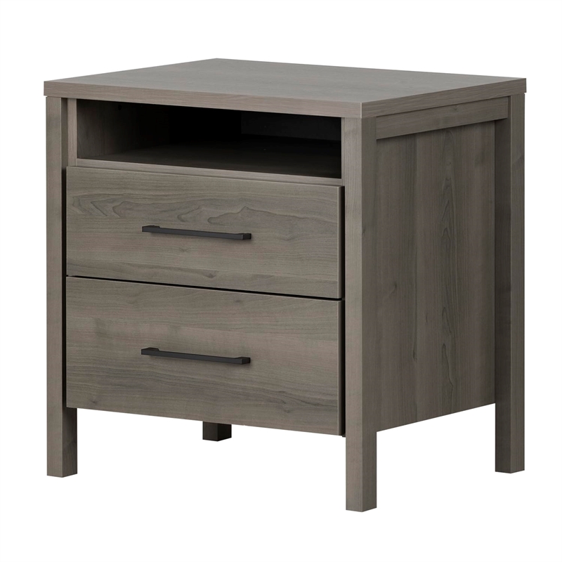 South Shore Gravity 2 Drawer Night Stand in Gray Maple