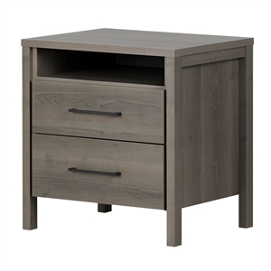 South Shore Gravity 2 Drawer Night Stand in Gray Maple