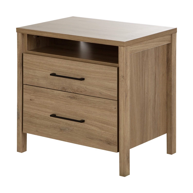 South Shore Gravity 2 Drawer Night Stand in Gray Maple
