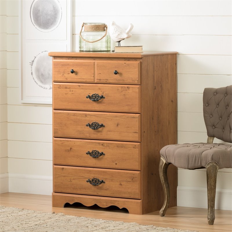 South Shore Prairie 5 Drawer Chest In Country Pine 3232035