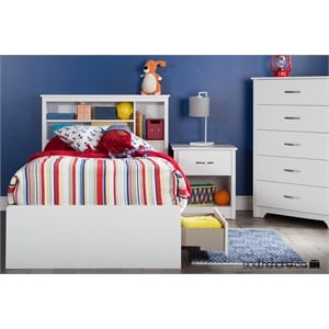 South Shore Fusion Wood Twin Mates Drawer Bed in White