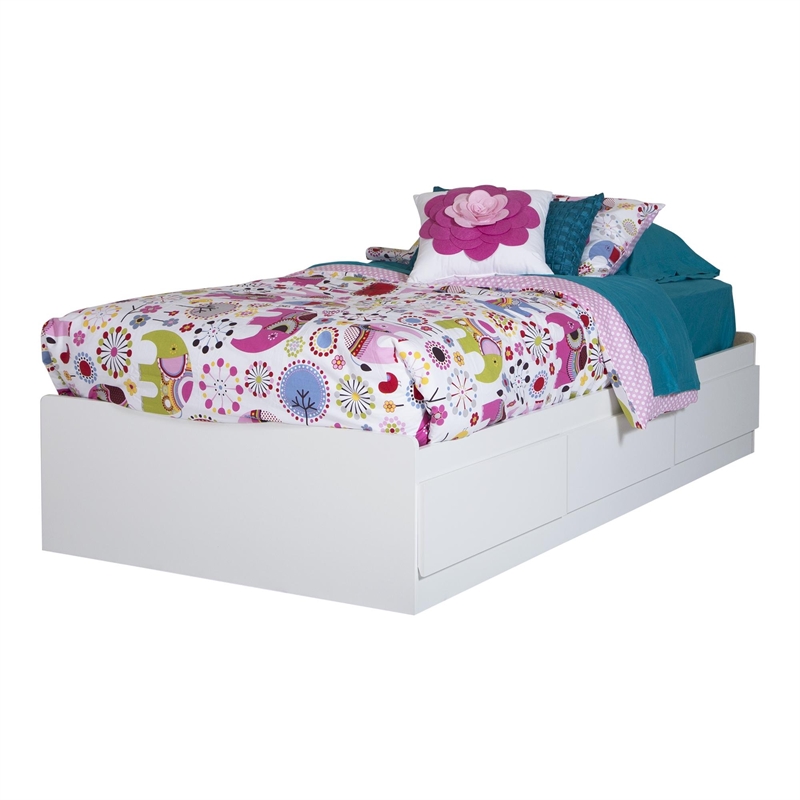 South Shore Fusion Wood Twin Mates Drawer Bed in White