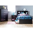 South Shore Fusion Twin Mates Bed in Pure Black